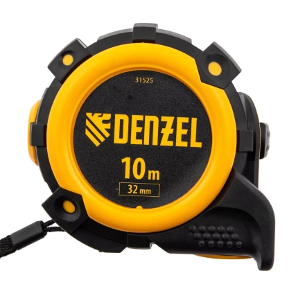 Рулетка Denzel 10м х 32мм, автоматич. фиксац., нейлон. покрытие, магнит. зацеп, двухстор. разметка, 31525 купить в Надыме