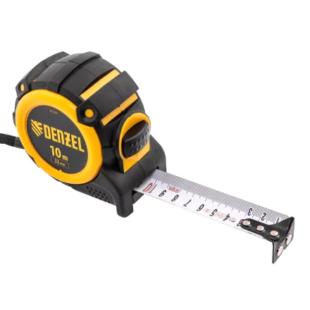 Рулетка Denzel 10м х 32мм, автоматич. фиксац., нейлон. покрытие, магнит. зацеп, двухстор. разметка, 31525 купить в Надыме