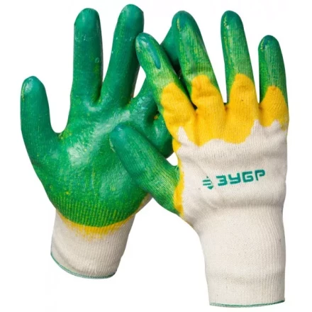Перчатки ЗУБР "МAСTEP" трикотажные, х/б, двойная обливная ладонь из латекса, S-M 11459-S купить в Надыме