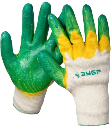 Перчатки ЗУБР "МAСTEP" трикотажные, х/б, двойная обливная ладонь из латекса, S-M 11459-S купить в Надыме