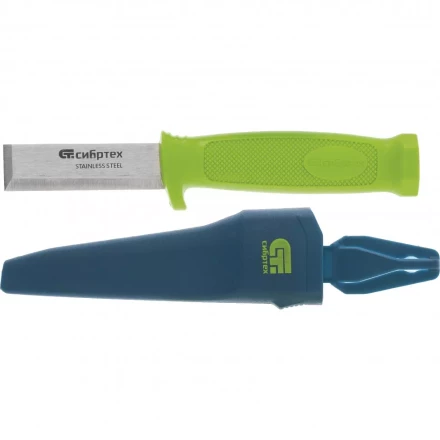 Нож-стамеска с чехлом 195мм лезвие - 75 мм Сибртех 79018 купить в Надыме