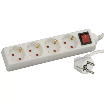Удлинитель СВЕТОЗАР электрический с заземлением, выключателем, с защитными шторками, евро, 4 гнезда,3м SV-55045-3 купить в Надыме