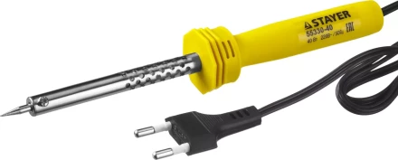 Паяльник STAYER "STANDARD" с пластмассовой рукояткой и долговечным жалом, 40 Вт, конус 55330-40 купить в Надыме