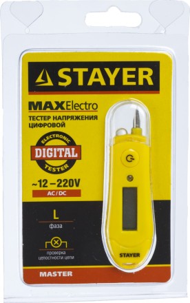 Тестер напряжения STAYER &quot;МASTER&quot; цифровой со световым индикатором, 12-220В, 70мм 45282 купить в Надыме