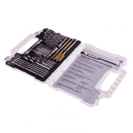 Набор сверл комбинированный по металлу 1-6,5 мм бетону 4-8 мм дереву 4-10 мм перки биты 20 шт адаптер головки 2 шт зенковка 50 предметов Pro Matrix 725650 купить в Надыме