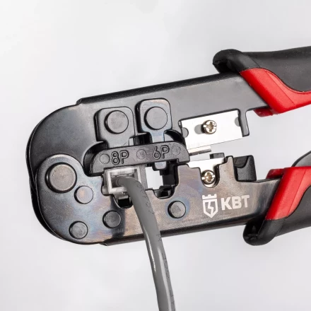 Кримпер многофункциональный КВТ JT-02 с 2 встроенными модулями для обжима RJ-45, RJ-12, RJ-11 (84626) купить в Надыме