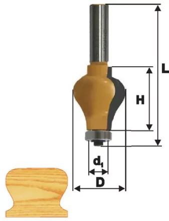 Фреза кромочная фигурная Ф32Х38 мм хвостовик 12 мм 46416 купить в Надыме