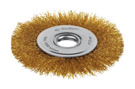 ЗУБР 125х22 мм щетка дисковая для УШМ, витая стальная латунированная проволока 0.3 мм, посад. 22 мм (35171-125) купить в Надыме