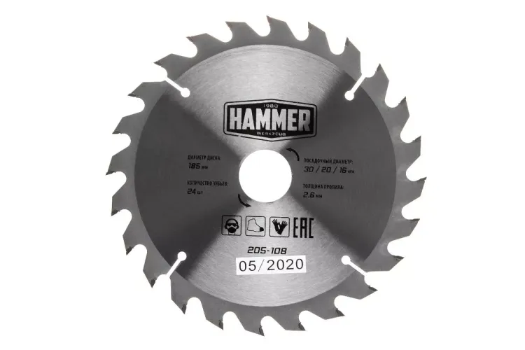 Диск пильный твердосплавный HAMMER Ф185х30мм 24зуб. купить в Надыме