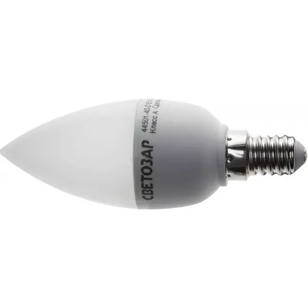 Лампа СВЕТОЗАР светодиод "LED technology", диммируемая, свеча, цоколь E14(миньон), тепл бел свет (2700К), 45 (5Вт), 220В 44501-40-D купить в Надыме