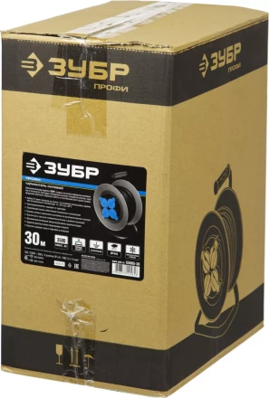 Удлинитель ЗУБР "ПРОФИ" на металл катушке, КГ 3х1,5кв мм, морозостойкий, 4 гнезда, IP44, макс мощность 3500Вт, 30м 55085-30 купить в Надыме