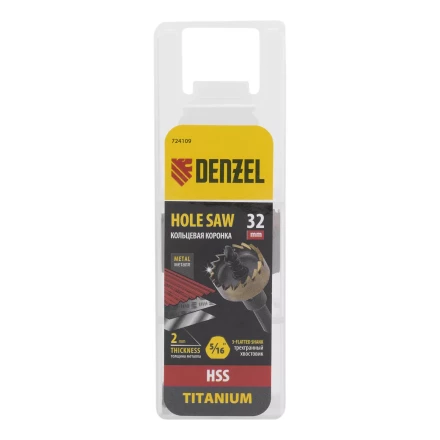 Коронка по металлу HSS, 32 мм, нитридтитановое покрытие Denzel 724109 купить в Надыме