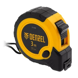Рулетка Denzel 3м х 13мм, двухкомп. корпус, кнопка-пауза, 31540