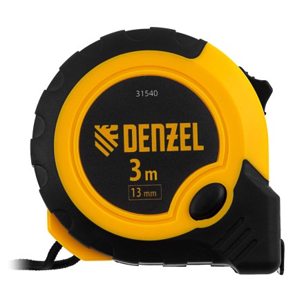 Рулетка Denzel 3м х 13мм, двухкомп. корпус, кнопка-пауза, 31540 купить в Надыме