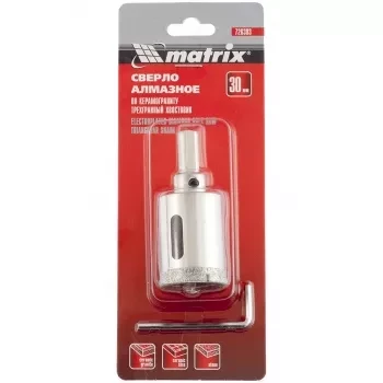 Сверло алмазное по керамограниту 30 х 67 мм 3-гранный хвостовик MATRIX 726303 купить в Надыме