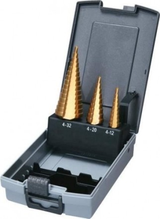 Набор ступенчатых сверл HSS-TiN c прямым желобком 3 шт., 1/4&quot; (4-12, 4-20, 4-32), Makita D-46573 купить в Надыме