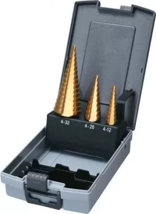 Набор ступенчатых сверл HSS-TiN c прямым желобком 3 шт., 1/4" (4-12, 4-20, 4-32), Makita D-46573 купить в Надыме