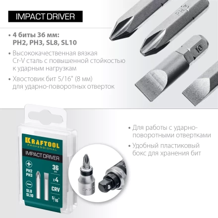 Биты для ударно-поворотных отверток KRAFTOOL 25551 купить в Надыме