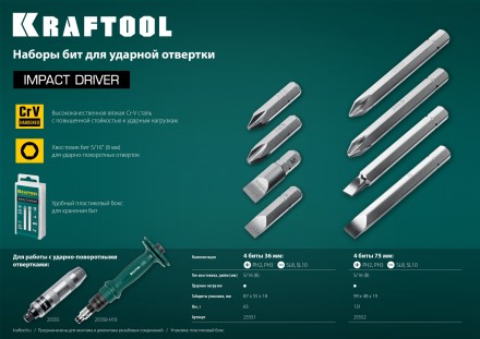 Биты для ударно-поворотных отверток KRAFTOOL 25551 купить в Надыме