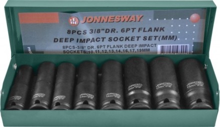 Набор головок торцевых ударных глубоких 3/8&quot;DR 10-19мм 8предметов  Jonnesway S03AD3108S 48506 купить в Надыме