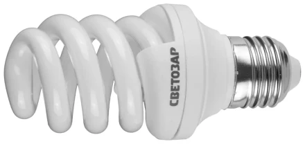 Энергосберегающая лампа СВЕТОЗАР "ЭКОНОМ" спираль,цоколь E27(стандарт),Т3,теплый белый свет(2700 К), 8000час, 12Вт(60) 44352-12_z01 купить в Надыме