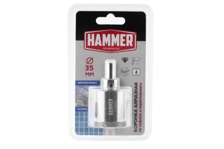 Коронка алмазная HAMMER Ф35мм HEX (DHS 35.0*65/5) купить в Надыме