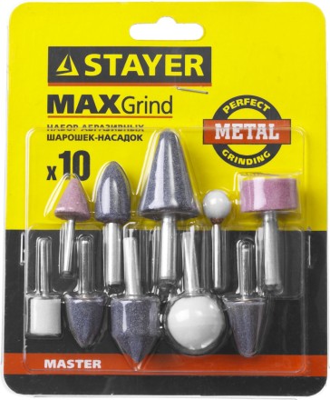 Набор STAYER &quot;MASTER&quot;: Абразивные минишарошки-насадки для гравера и дрели, хвостовик d 3,2 / 6,0мм, 10 предм. 2989-H10 купить в Надыме