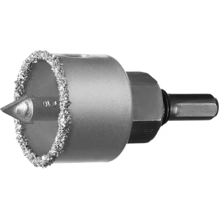 Коронка-чашка ЗУБР "ПРОФЕССИОНАЛ" c карбид-вольфрамовым нанесением, 38 мм, высота 25 мм, в сборе с державкой и сверлом 33360-038_z01 купить в Надыме