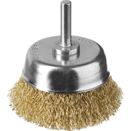ЗУБР "ПРОФЕССИОНАЛ". Щетка чашечная для дрели, витая латунированная стальная проволока 0,3мм, 63мм 3525-063_z02 купить в Надыме