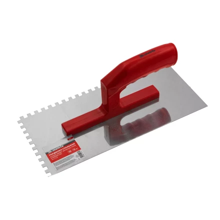 Гладилка из нержавеющей стали, 280 х 130 мм, зеркальная полировка, пластмассовая ручка, зуб 6 х 6 мм Matrix 86781 купить в Надыме