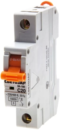 Выключатель автоматический СВЕТОЗАР 1-полюсный, 25 A, "C", откл. сп. 10 кА, 230 / 400 В SV-49071-25-C купить в Надыме