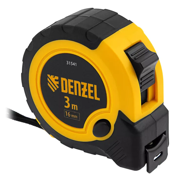 Рулетка Denzel 3м х 16мм, двухкомп. корпус, кнопка-пауза, 31541 купить в Надыме