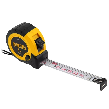 Рулетка Denzel 3м х 16мм, двухкомп. корпус, кнопка-пауза, 31541 купить в Надыме