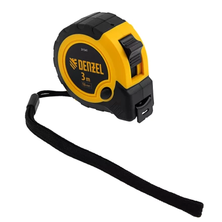 Рулетка Denzel 3м х 16мм, двухкомп. корпус, кнопка-пауза, 31541 купить в Надыме