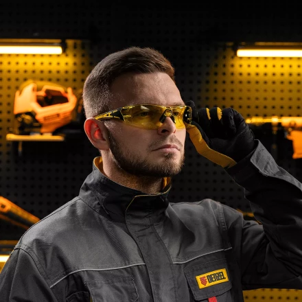 Очки защитные открытые Denzel 89192, поликарбонатные, желтая линза, 2х комп.дужки купить в Надыме