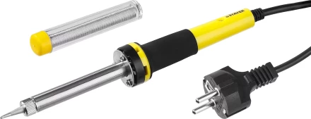 Паяльник с двухкомпонентной рукояткой и долговечным жалом, STAYER "PROFI" PROTerm, 55300-30, в комплекте (припой и подставка), 30 Вт, конус 55300-30 купить в Надыме