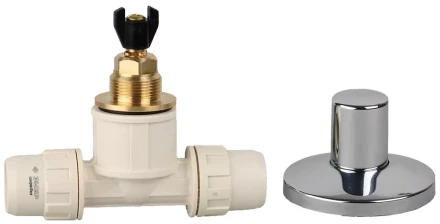 Кран ЗУБР "ШиреФит" запорный в сборе "штуцер с гайкой - кран запорный - штуцер с гайкой", 20мм 51570-20 купить в Надыме