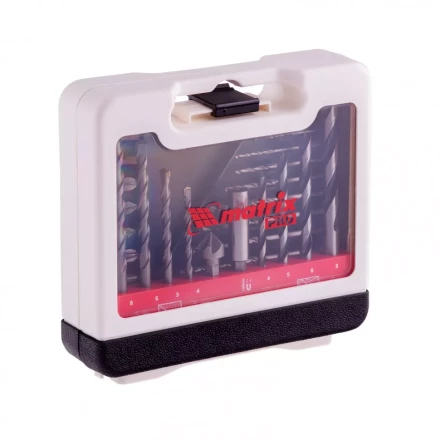 Набор сверл комбинированный сверла по металлу 1-6 мм бетону 4-8 мм дереву 4-8 мм биты 10 шт адаптер зенковка 31 предмет Pro Matrix 725631 купить в Надыме