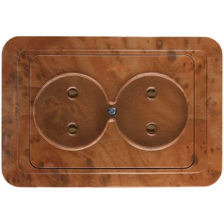 Розетка СВЕТОЗАР "ГАММА" без заземления, двойная, цвет орех, 16А/~250В SV-54102-N купить в Надыме