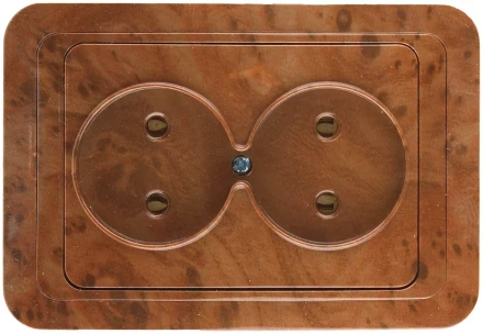 Розетка СВЕТОЗАР "ГАММА" без заземления, двойная, цвет орех, 16А/~250В SV-54102-N купить в Надыме