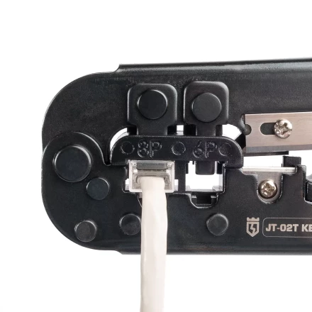 Кримпер многофункциональный КВТ JT-02T с 2 встроенными модулями для обжима RJ-45, RJ-12, RJ-11 (89229) купить в Надыме