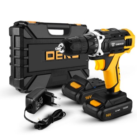 Дрель аккумуляторная DEKO DKCD16FU-Li + набор 63 инструментов в кейсе, 063-4099 купить в Надыме