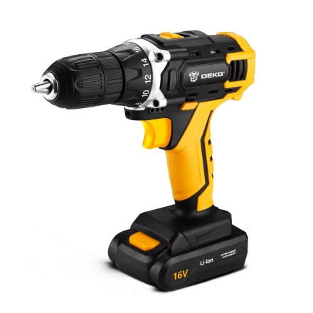 Дрель аккумуляторная DEKO DKCD16FU-Li + набор 63 инструментов в кейсе, 063-4099 купить в Надыме