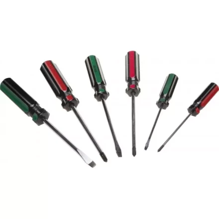 Набор DEXX: Отвертки, закал сталь, маслобензост рукоятка, SL: 3x75, 5x100, 6x100, PH: 0x75, 1x100, 2x100, 6 пред 25079-H6 купить в Надыме