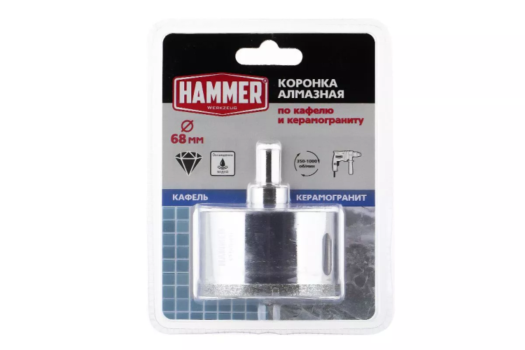 Коронка алмазная HAMMER Ф68мм HEX (DHS 68.0*65/5) купить в Надыме