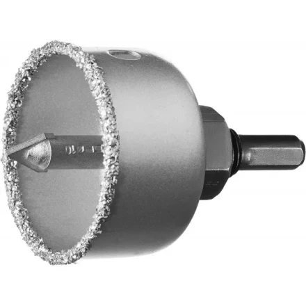 Коронка-чашка ЗУБР "ПРОФЕССИОНАЛ" c карбид-вольфрамовым нанесением, 51 мм, высота 25 мм, в сборе с державкой и сверлом 33360-051_z01 купить в Надыме