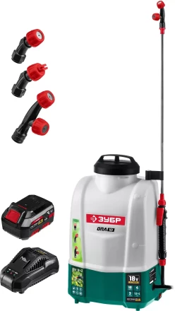 ЗУБР 10 л, 1 АКБ 4 А·ч, аккумуляторный опрыскиватель (ОПЛ-10-41) купить в Надыме