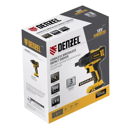 Винтоверт ударный аккумуляторный Denzel 26511 бесщеточный CID-IB-200-0, 18В Li-Ion купить в Надыме