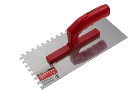 Гладилка из нержавеющей стали, 280 х 130 мм, зеркальная полировка, пластмассовая ручка, зуб 8 х 8 мм Matrix 86782 купить в Надыме