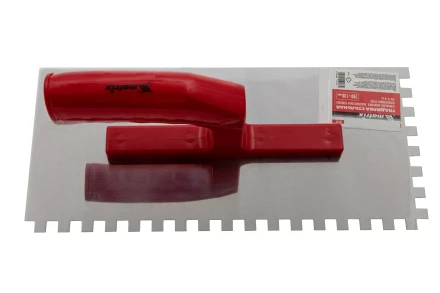 Гладилка из нержавеющей стали, 280 х 130 мм, зеркальная полировка, пластмассовая ручка, зуб 8 х 8 мм Matrix 86782 купить в Надыме